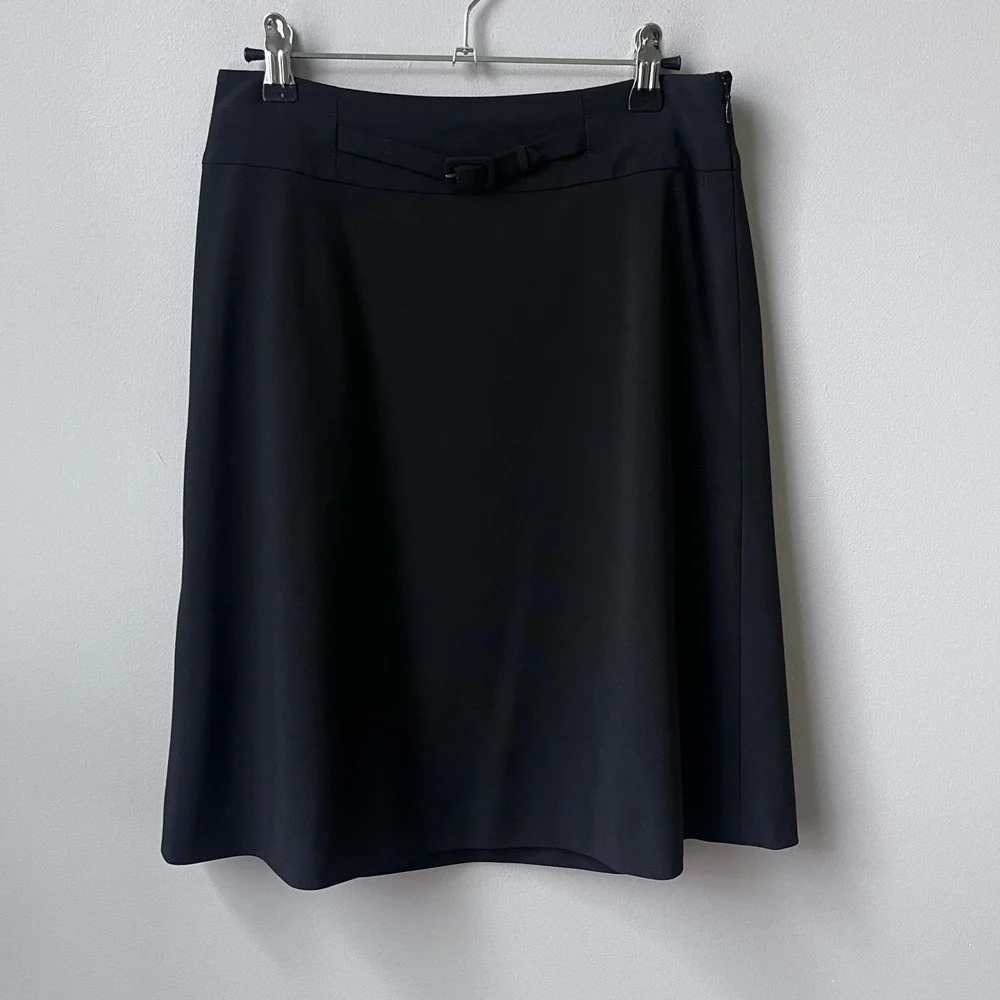Vintage Ann Taylor Skirt Women's 2 Black Bow Belt Feminine Witchy Corp Goth Vamp